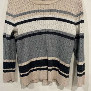 Karen Scott Striped Cable-Knit Long Sleeve Womens Size XL Multicolor Sweater